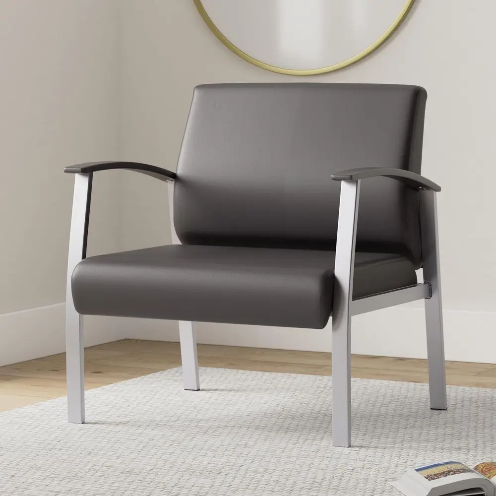 

metalounge Series bariatric Guest Chair, 30.51 x 26.96 x 33.46, Black seat, Black Back, Silver Base