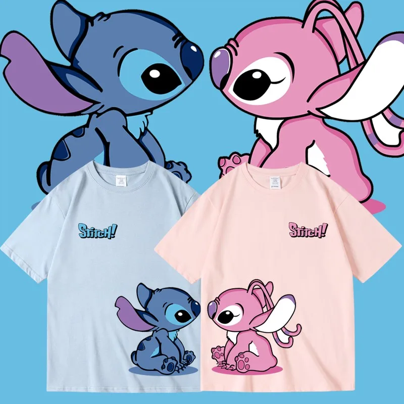 

Cute Stitch Star Baby Printed Pure Cotton Round-neck Short-sleeved Half-sleeved T-shirt for Men and Women Children's Couple