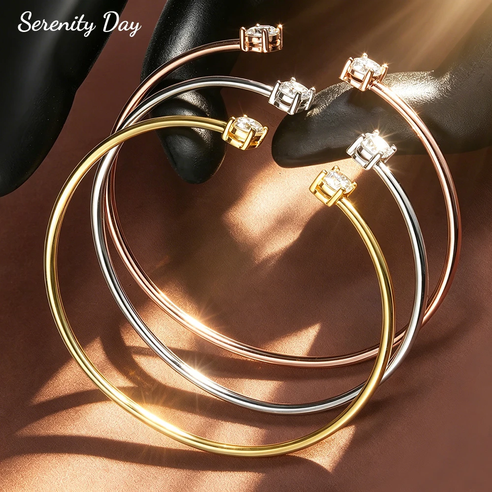 5mm All Moissanite Open Bangle Women S925 Sterling Silver Hand Chain Jewelry Sparkling D Color Lab Diamond Hoop Bracelet Jewelry