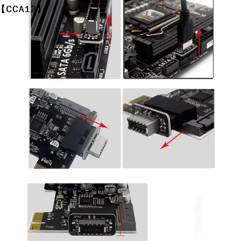 USB 3.0 Type-E Female To 19-Pin Male Adapter For Internal Motherboard Connection - Vertical Header Splitter For Type C〔CCA12〕