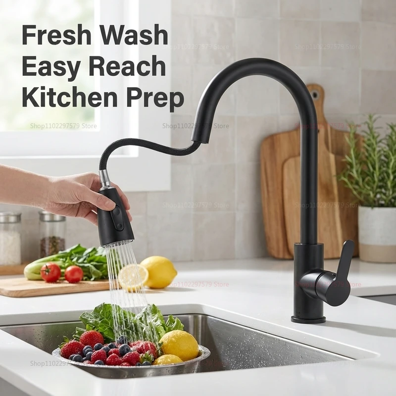 

Brand new stainless steel kitchen hot and cold nozzle faucet 304 pull-out universal telescopic household sink vegetable basin