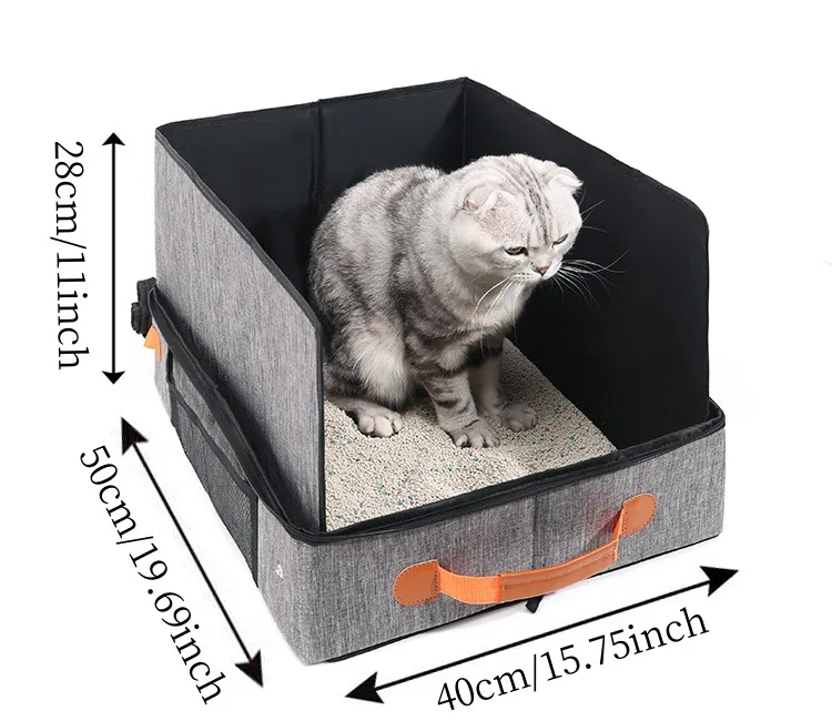 Foldable Travel Cat Litter Box Waterproof Oxford Fabric Handles Manufacturer's Cat Litter Box Accessories