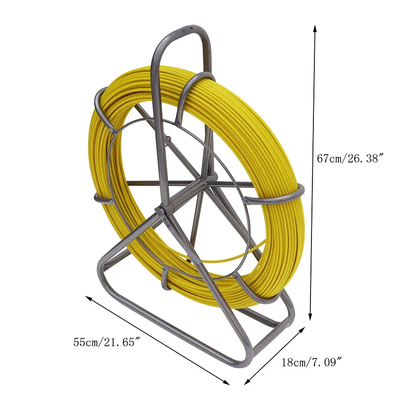 شريط السمك الألياف الزجاجية 425FT 6 مللي متر قناة رودر مع الصلب حامل بكرة سلك كابل تشغيل قضيب القناة رودر