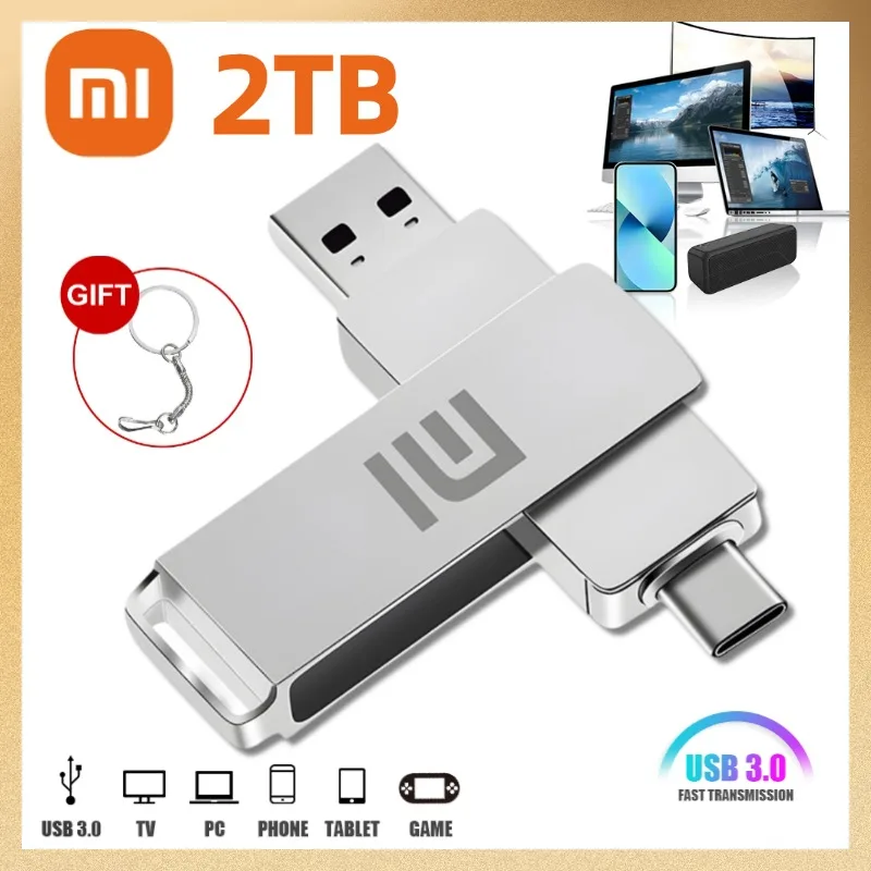 Xiaomi Memory Stick 2TB USB 3.0 High Speed Flash Drive 1TB Hard Drive Metal Mini Key Usb Pen Drive 256GB For PC Car Musie Laptop