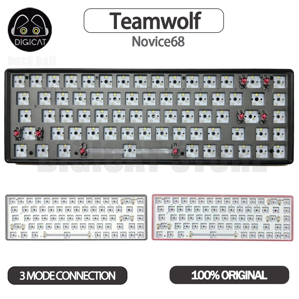 Teamwolf CIY Novice68 Mechanical Gamer Keyboard Kit 3Mode USB/2.4G/Bluetooth Wireless Keyboard Kit RGB Customized Keyboards Kits