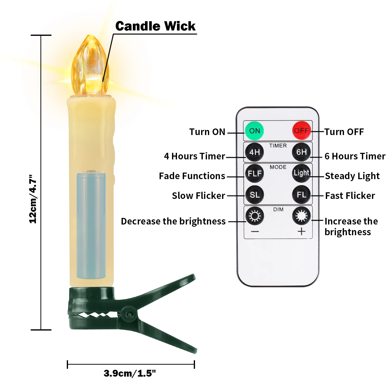 10-30 Pack LED Flameless Flickering Candle Taper Clip-On Candles Family Party Holiday Home Christmas Tree Decor Warm White Light