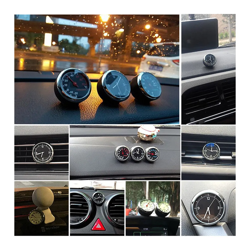 Mechanical Car Clock Luminous Mini Vehicle Clock Steel Core Pointer Dashboard Backlit Easy Install Waterproof Car Supplies