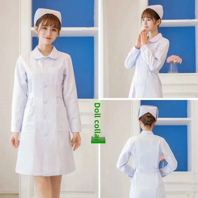 Summer Short Sleeve Long Sleeve Doll Collar plus Size Pharmacy Beauty Salon Work Uniform Set for Nurses Women Special Use Clothi