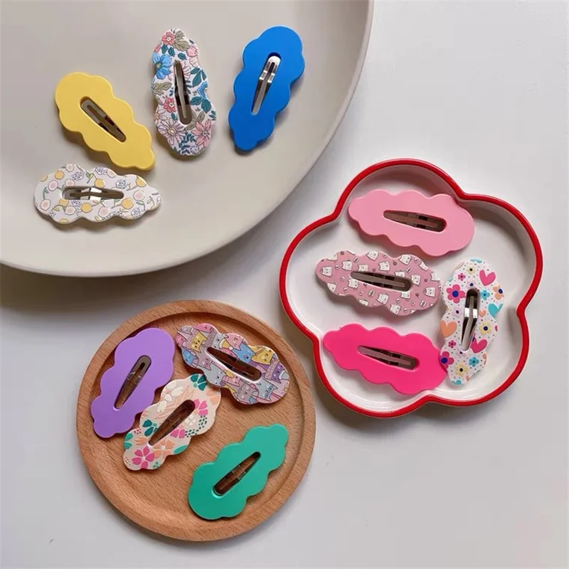 20Pcs/Lot Cartoon Cloud Style Children Hair Accessories Fashion Cute Wave Hair Clip Animal Print Cloud Hairpin Women Headdress