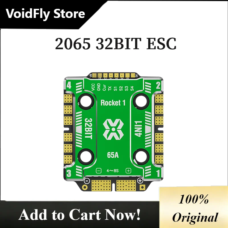 VoidFly Aocoda-RC 2065 AM32 32Bit 65A 4-IN-1 ESC 4-8S 20X20MM Integrated Ammeter DSHOT150/300/600/1200/MultiShotOneShot/PWM