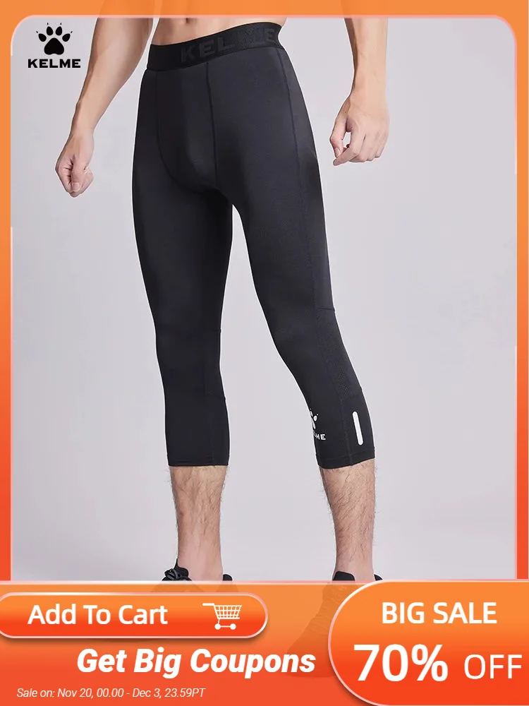 

Kelme Sports Running Fitness Pants Men's Quick Dry Breathable High Elastic Basketball Thin Tights Summer Outdoor Football Capris