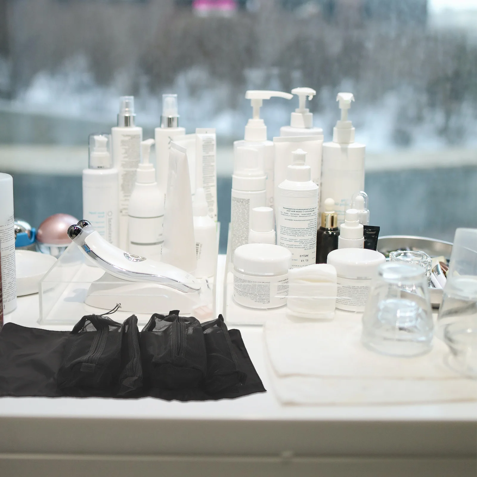 Trousse de maquillage 4 en 1 de grande capacité, organisateur amovible, pochette de toilette de voyage Portable, conteneur de maquillage enroulable pour femmes