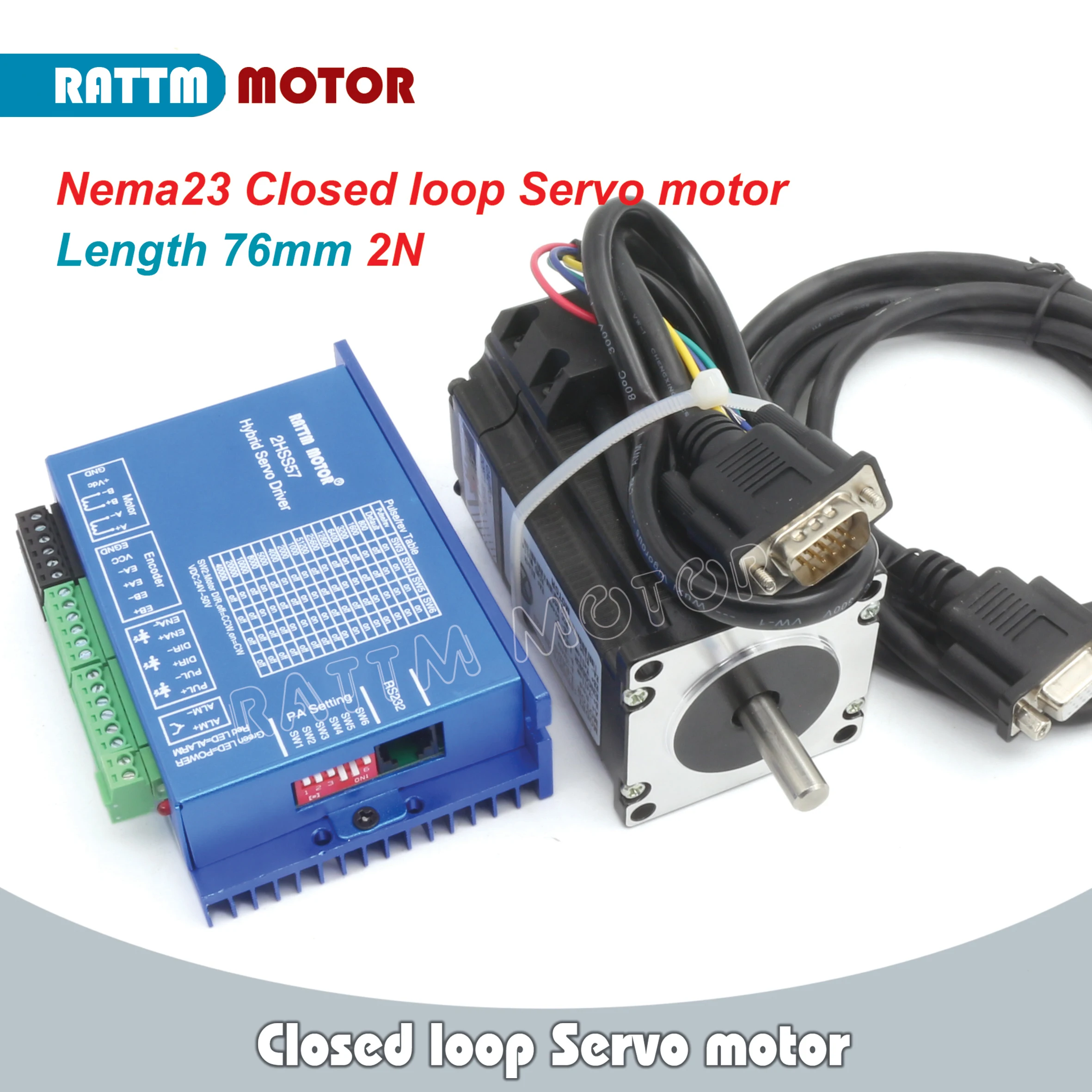 

2N.m Nema23 Closed Loop Servo Motor CNC Router Milling Kit+ 2HSS57 Hybrid driver 6A