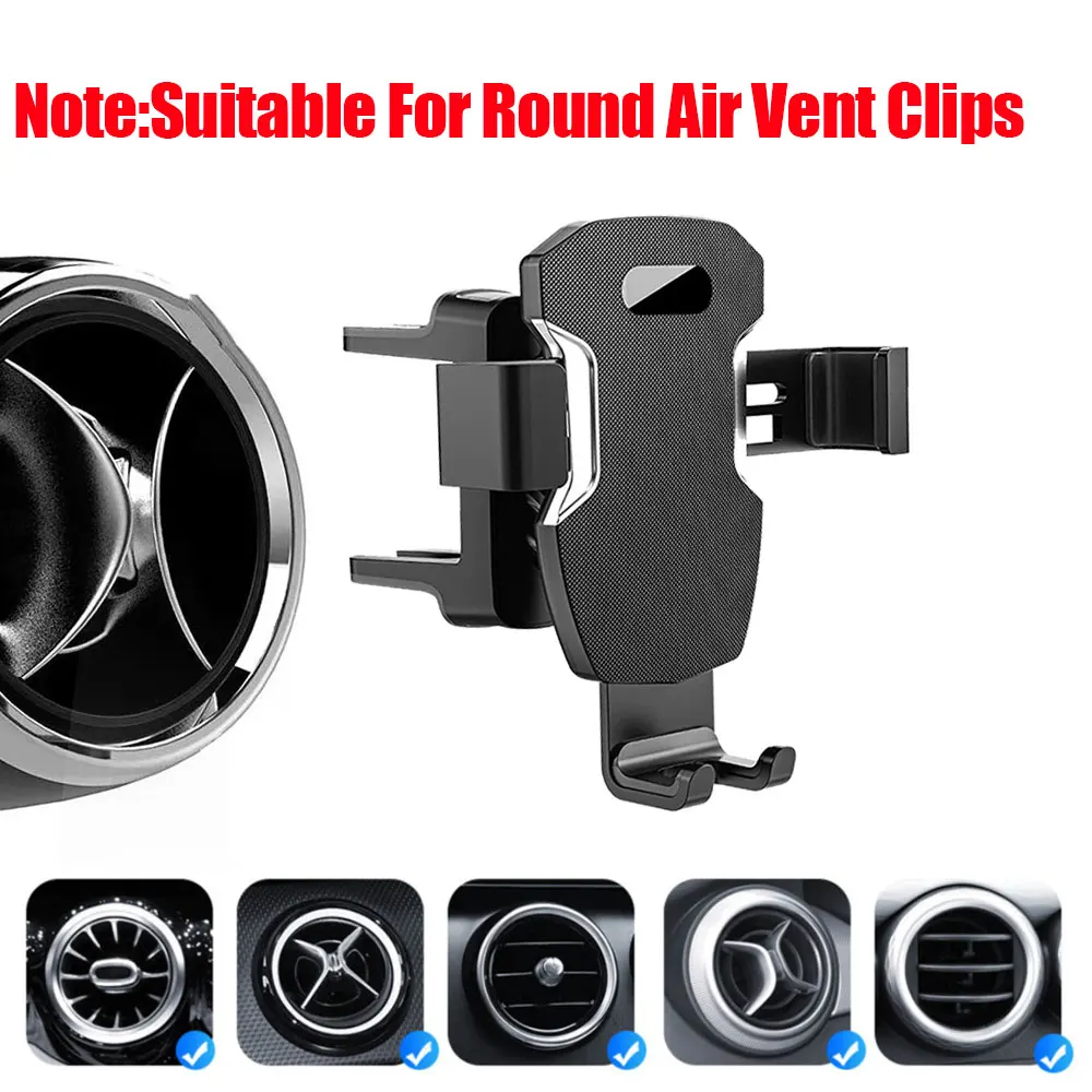 

1pc Car Air Vent Gravity GPS Bracket 360° Rotation Phone Holder Dashboard Adjustable Smartphone Mount for Round Air Outlet Clip