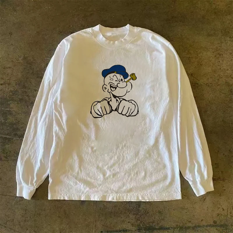 

Мужская футболка с длинным рукавом, повседневная уличная одежда, летняя, свободного кроя, молодежная, модная, без этикетки, универсальный топ