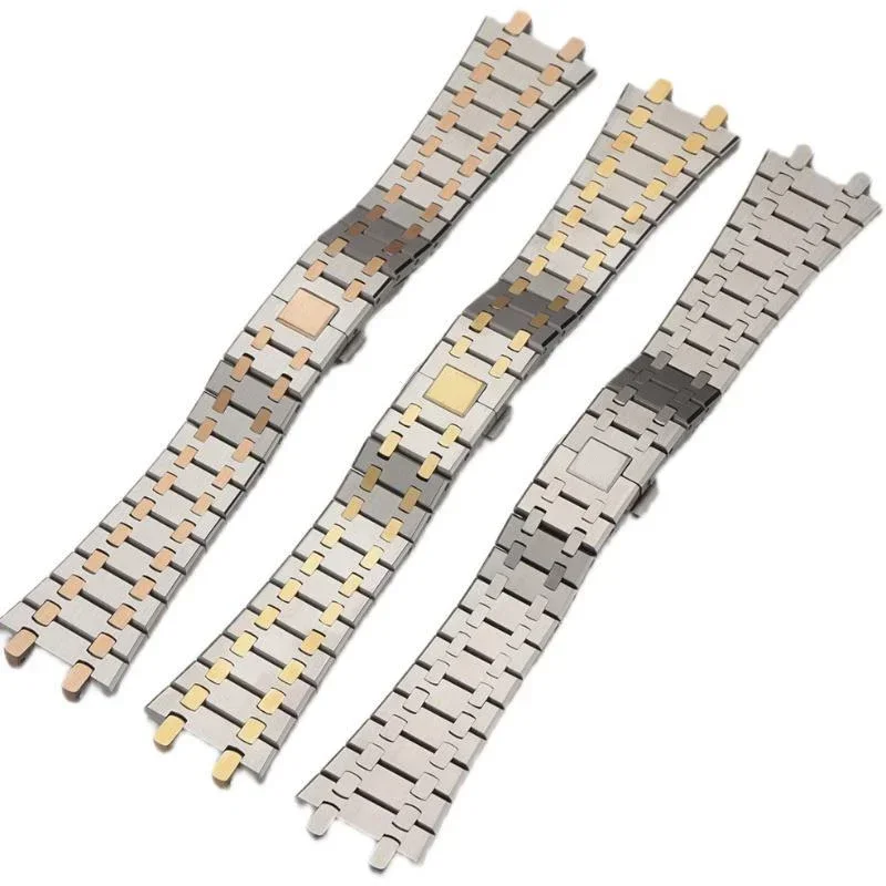 حزام (استيك) ساعة 21 مللي متر 26 مللي متر الرجال النساء كامل سوار الفولاذ المقاوم للصدأ ل AP رويال أوك 15400 26331 15500 حزام ساعة اليد مشبك قابل للطي