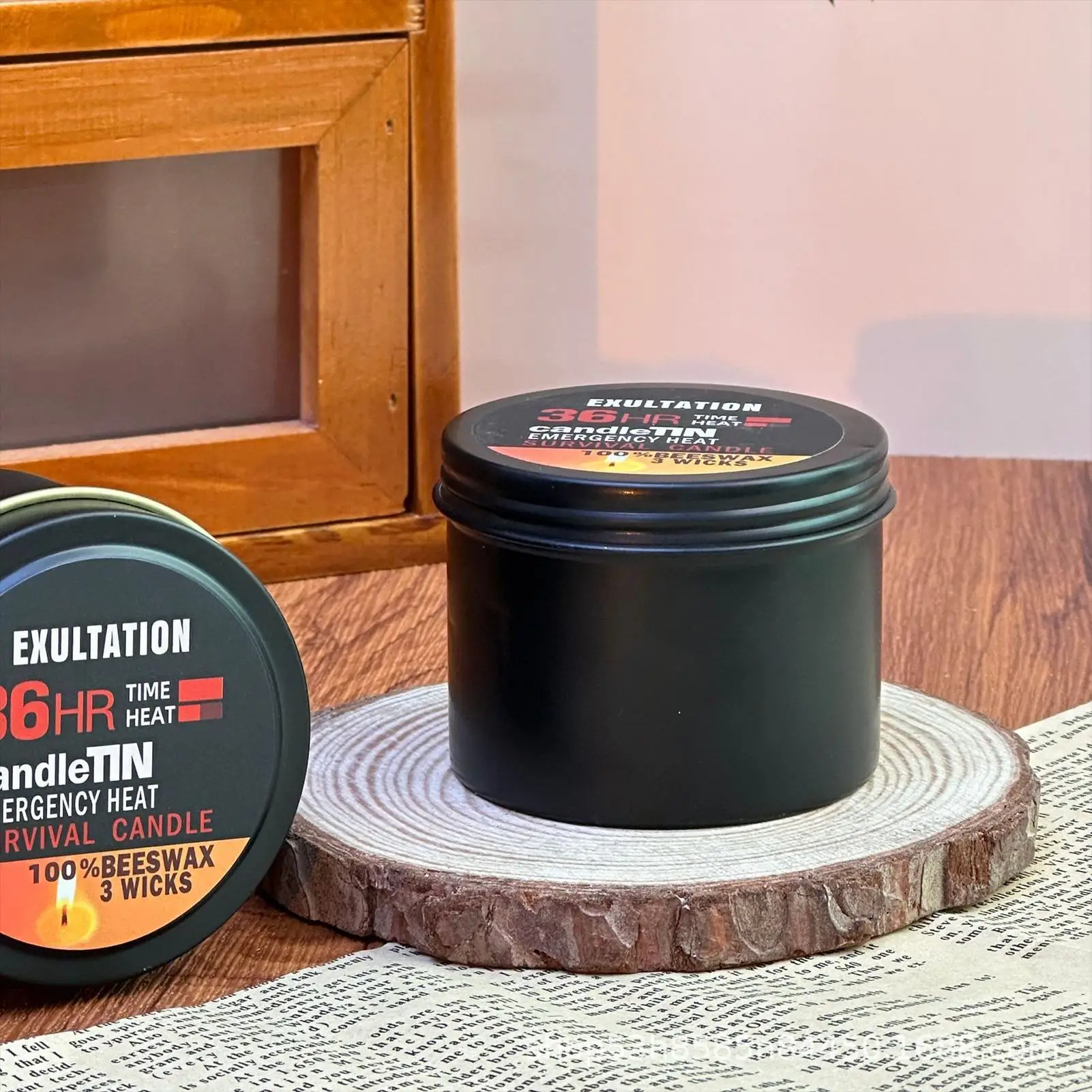 Emergency Candle 36 Hour 3 Wick Long Lasting Beeswax Survival Candle with Aroma for Home outdoor Camping Fishing
