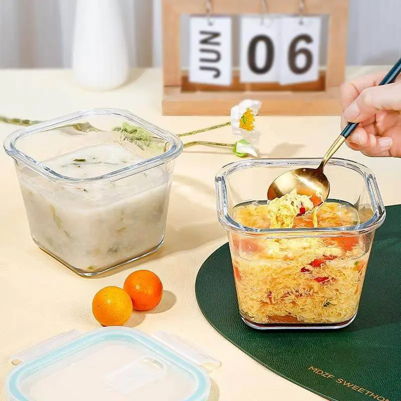 Heat Resistant Glass Lunch Box Microwave Se Refrigeration Preservation Carentalized Meal Box for Office Workers And St...