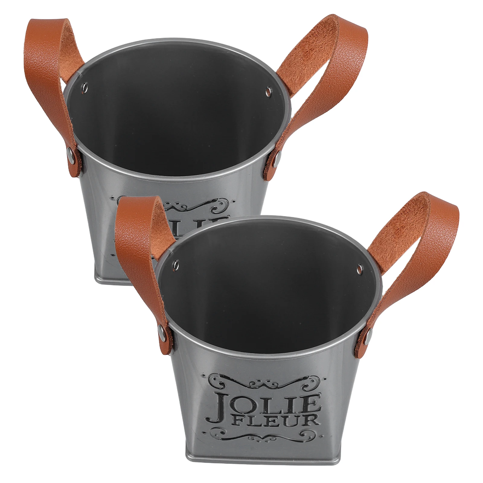 

2pcs Handled Plastic Flower Pots Portable Desk Planting Bowls Succulent Cactus Planter Small Nursery Pots Round Container