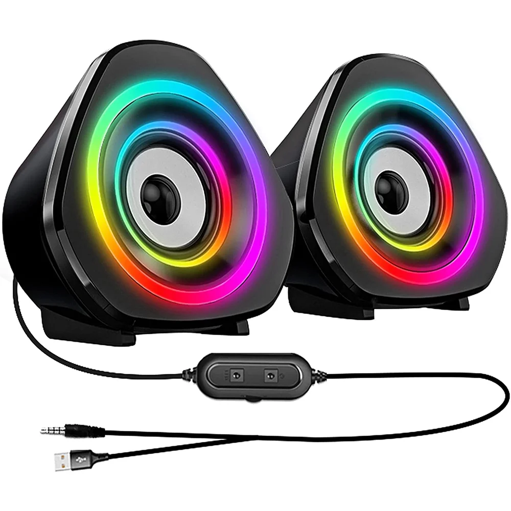 Altavoces de ordenador de escritorio, altavoces de ordenador portátil con luz RGB, Control de volumen alimentado por USB para PC/portátiles/de escritorio/juego