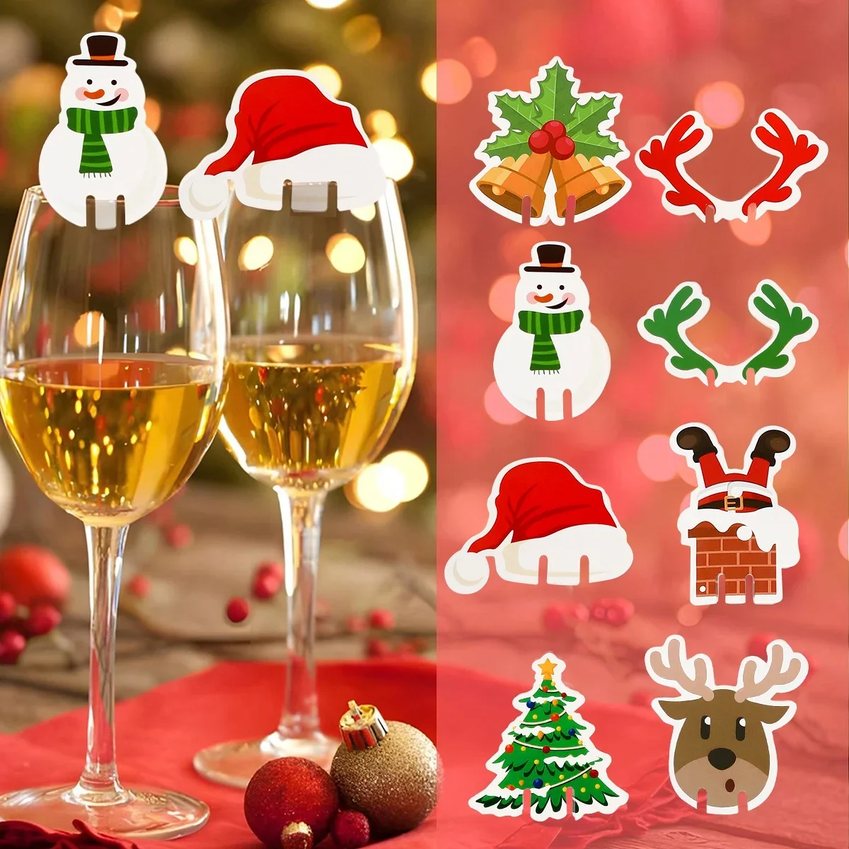 16PCS Gnome Christmas Wine Cup Cards Christmas Ornaments Navidad Noel Happy New Year 2025 Gift Ideas Xmas Decor 2024