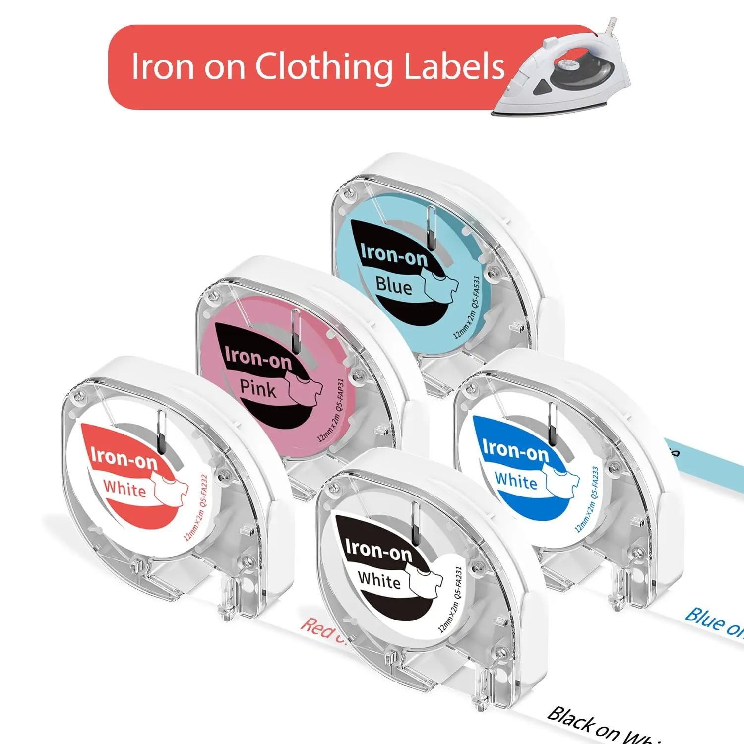 P12 Iron-on Label Tape Clothing Labels for Kids Name Labels Fabric Labels P12PRO Label Maker Tape 12mm 0.47Inch for LT-200B 100H