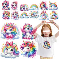 Cute Rainbow Cloud Unicorn DTF Iron on transfer Heat Transfer On Clothes patches for Children's clothing iron on heat transfer