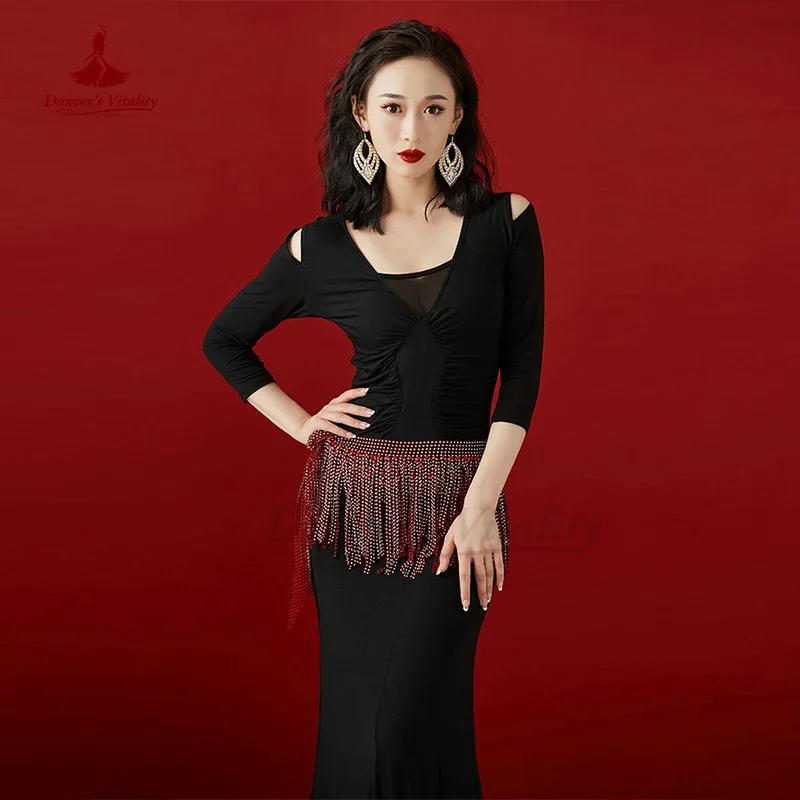 Sukienka do Tańca Brzucha Zimowa Długi Rękaw Strój Treningowy Sukienka Taneczna Orientalny Strój Występ Grupowy Damska Tribalna Długa Spódnica