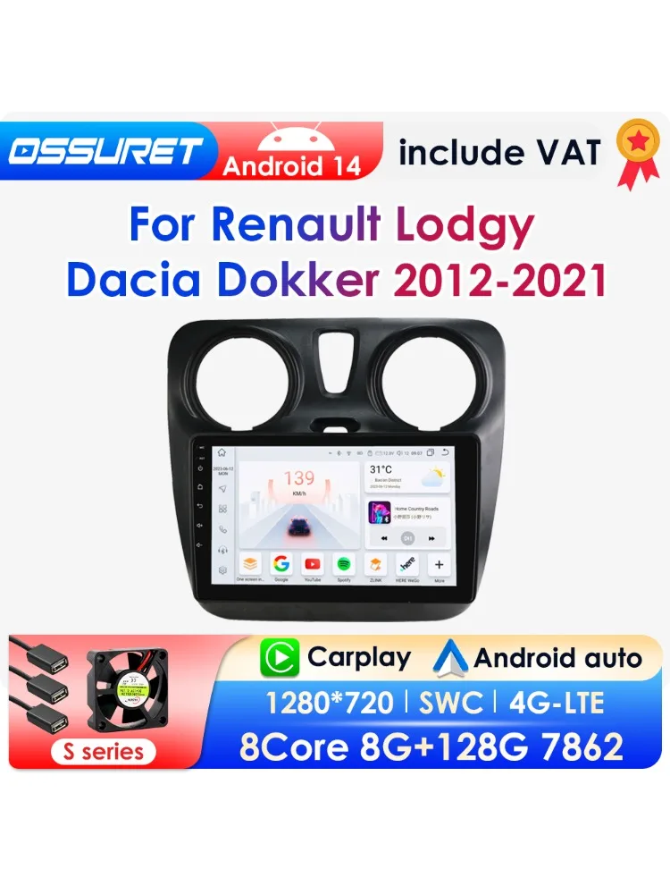 Android14 Auto Radio Für Renault Lodgy Dacia Dokker 2012-2021 Auto Multimedia GPS Player Carplay 4G-LET 2din autoradio 360Kamera