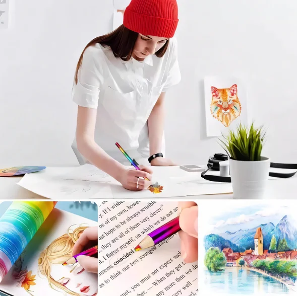 8 Stück 16 Stück Regenbogen-Buntstifte, 4-in-1-Mehrfarbstifte zum Zeichnen, Skizzieren, Kritzeln, Färben, Kunstbedarf – Detail 6
