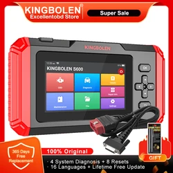 KINGBOLEN S600 4 Systems Car Diagnostic Tools 8 Resets ABS SRS ECM TCM OBD2 Scanner Lifetime Free Update Automatic Diagnosis