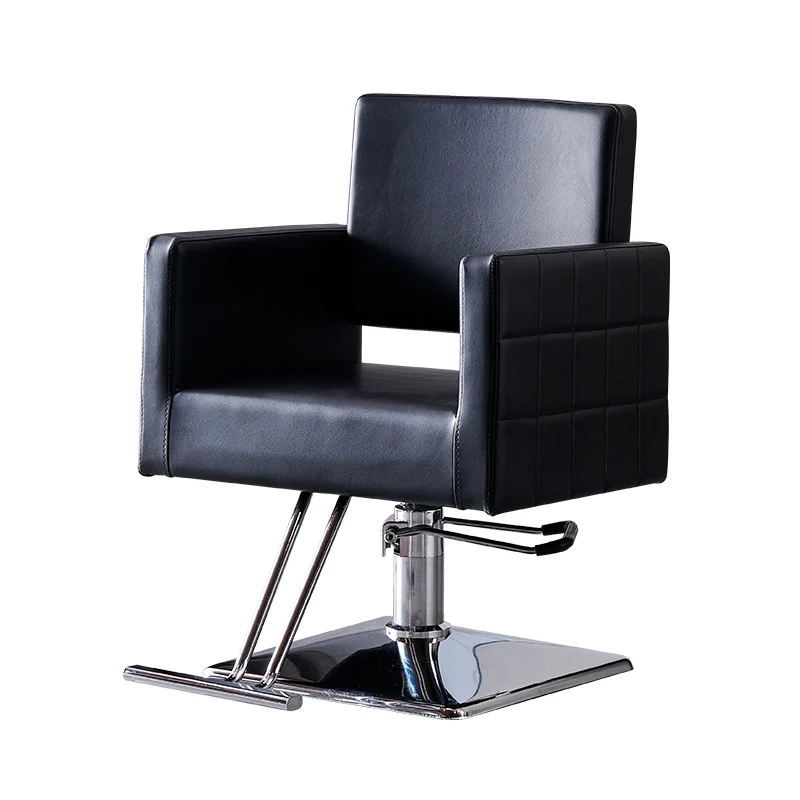 Salon Chair for Hair Stylist, Beauty Hydraulic Styling Black Barber Chair Spa Equipment with Classic Retro Grid Shape