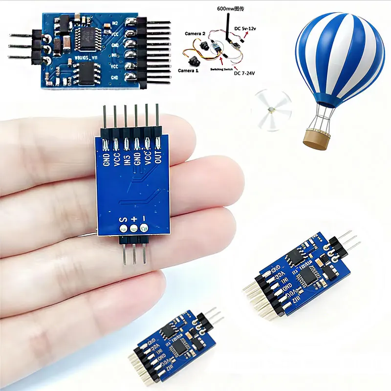 FPV atravessa câmera comutador de vídeo de três vias comutador eletrônico controle remoto comutação módulo de vídeo comutador de câmera