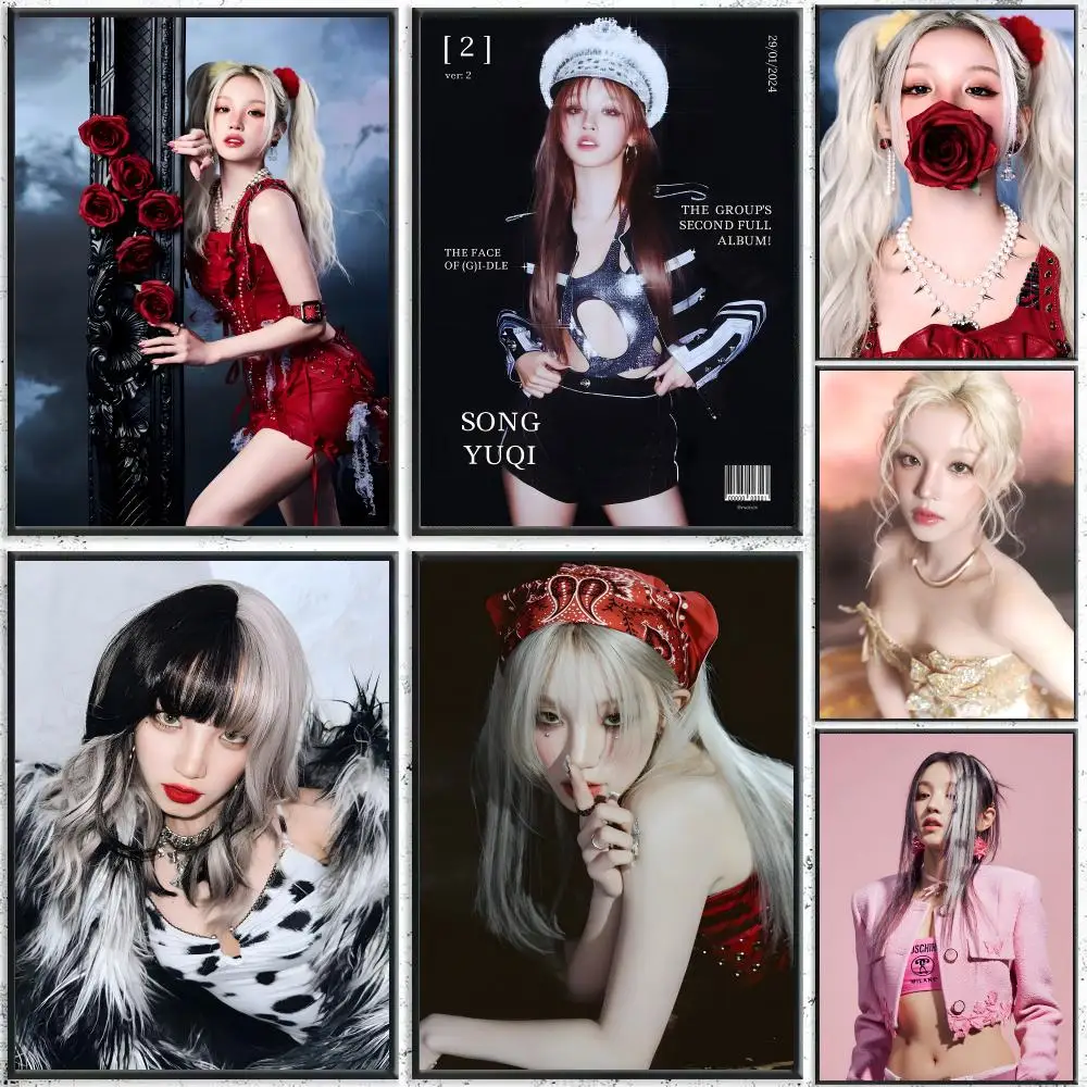 K-pop Idol Song Yuqi Poster Self-Adhesive Waterproof Wall Stickers Coffee Bar Home Wall Decor