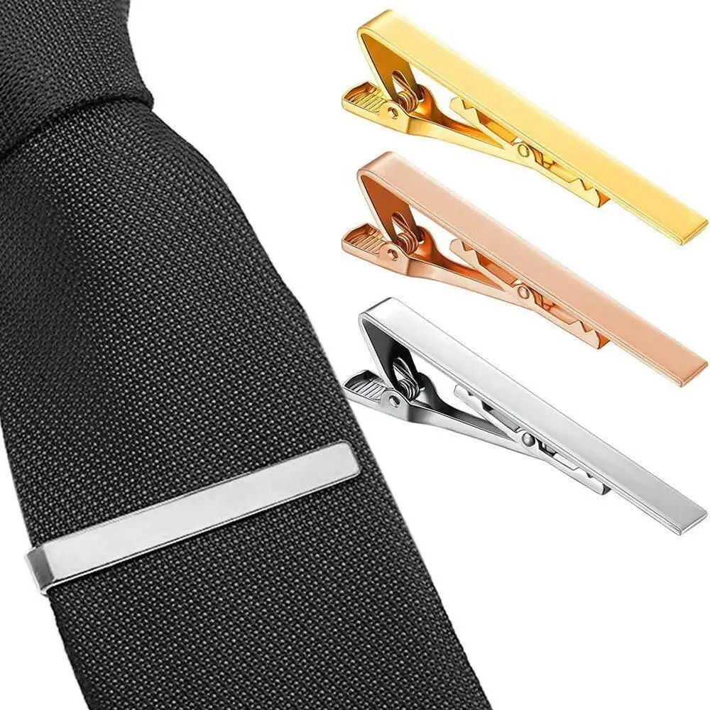 Men's Stainless Steel Tie Clip Simple Smooth Surface Laser Engraving Suit Tie Clip Geometric Pattern Business Casual Style