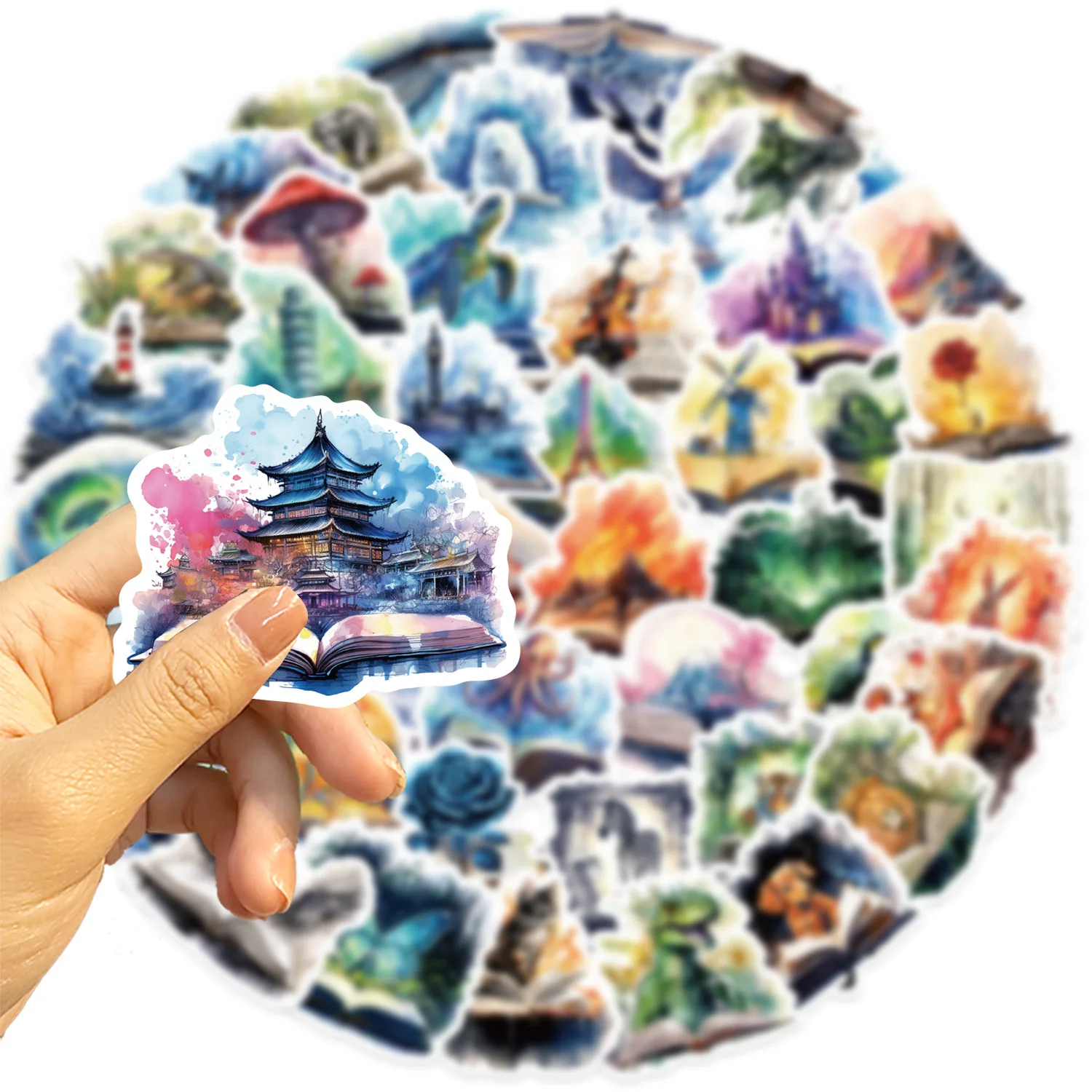 50Pcs The World in Books Stickers Pack for Kids Teens Boys Girls, Waterproof Vinyl Stickers for Water Bottle Laptop Phone