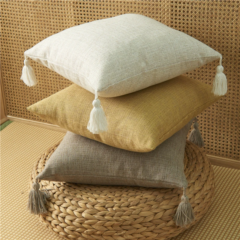 Cushion Cover Decorative Yellow Linen Sofa Throw Pillow Cover Home Pillow Cover for Living Room Car Super Soft Pillowcase