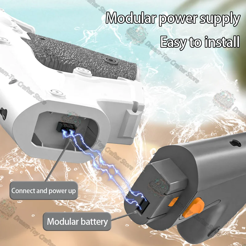 لعبة مسدس المياه الكهربائية تايجر شارك للأولاد، مسدس رش كهربائي أوتوماتيكي عالي الضغط بسعة كبيرة، مسدس رش ذاتي الامتصاص، لعب الشاطئ في الهواء الطلق