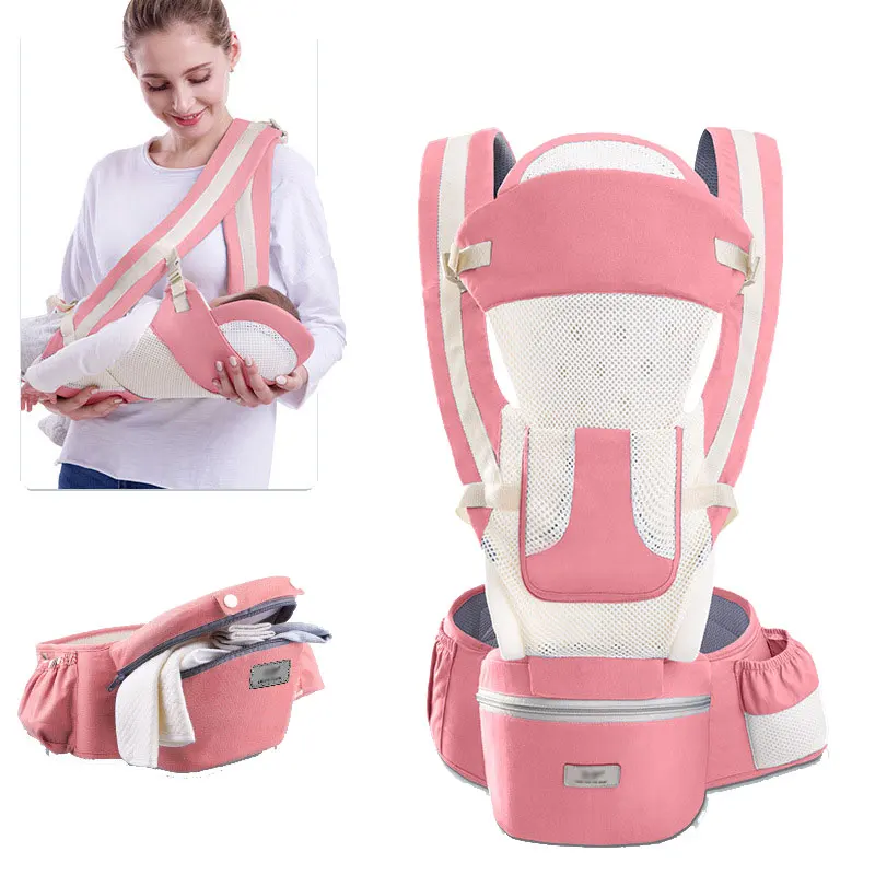 Mochila ergonômica com assento de quadril, Suporte infantil com apoio de cabeça, Canguru Wrap Bag Sling, Recém-nascido para criança