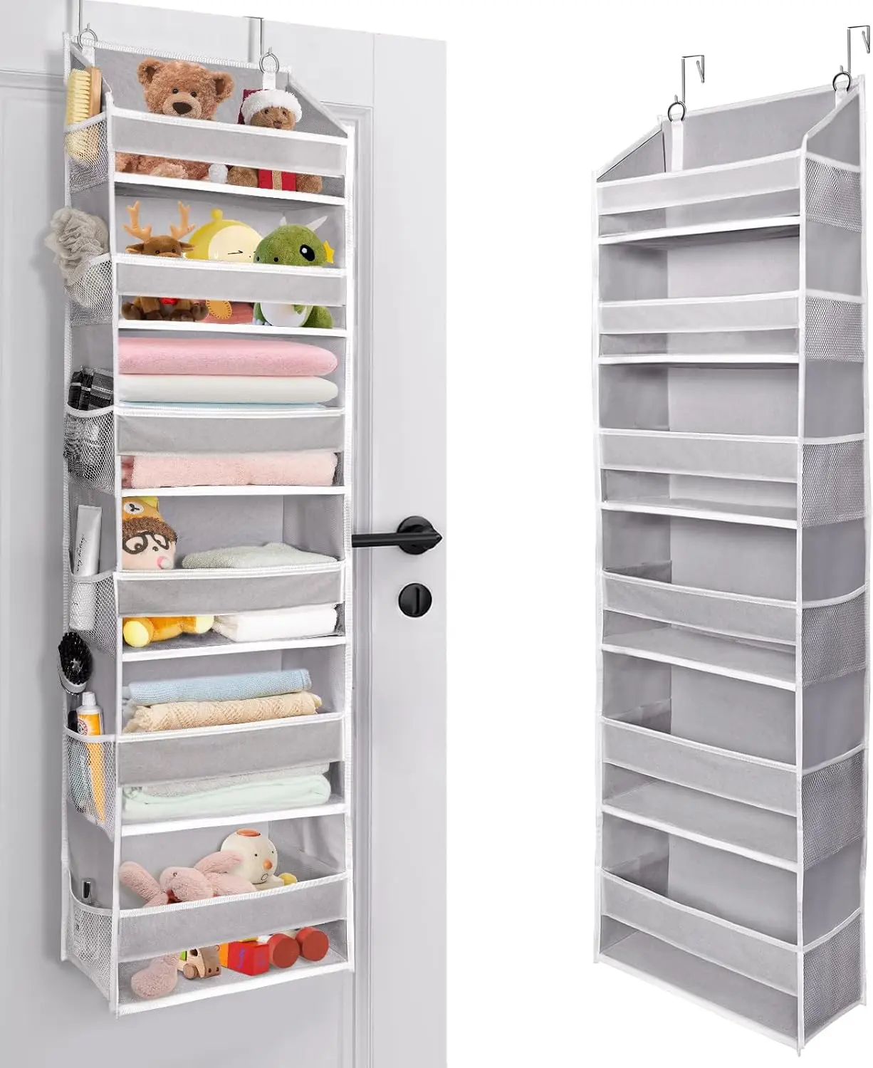 

Органайзер для двери с 6 большими карманами, 12 боковыми карманами, грузоподъемность 50 фунтов, подвесной органайзер для спальни, ванной комнаты.