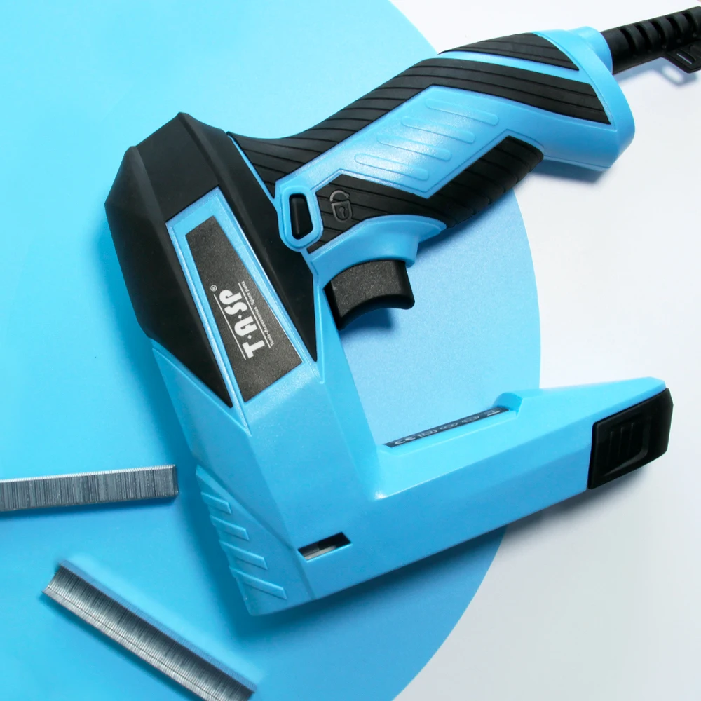 TASP 230V Electric Stapler Furniture Construction Nail Gun Tacker 14mm Staples & Nails Power Tools for Home Upholstery DIY