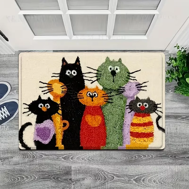 1pc Cat-Themed Floor Mat for Entryway Bathroom & Dining Non-Slip Rug with Umbrella Kitten Rain  Indoor Mat for Cat Zone Decor view 6