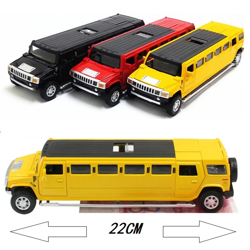 1:32 Alloy Lengthen Hummer Limousine Car Model Metal Diecasts Vehicles With Sound Light Pull Back Car Collection Toys Kids Gifts