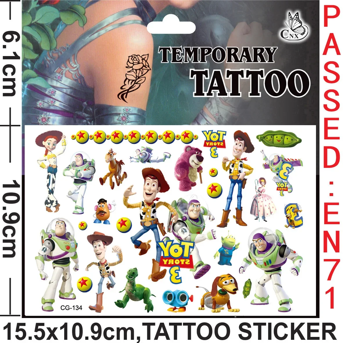 Toy Story Tattoo Stickers Waterproof Cute Buzz Sticker Anime Birthday Party Supplies Decoration For Kids Women Men Gift