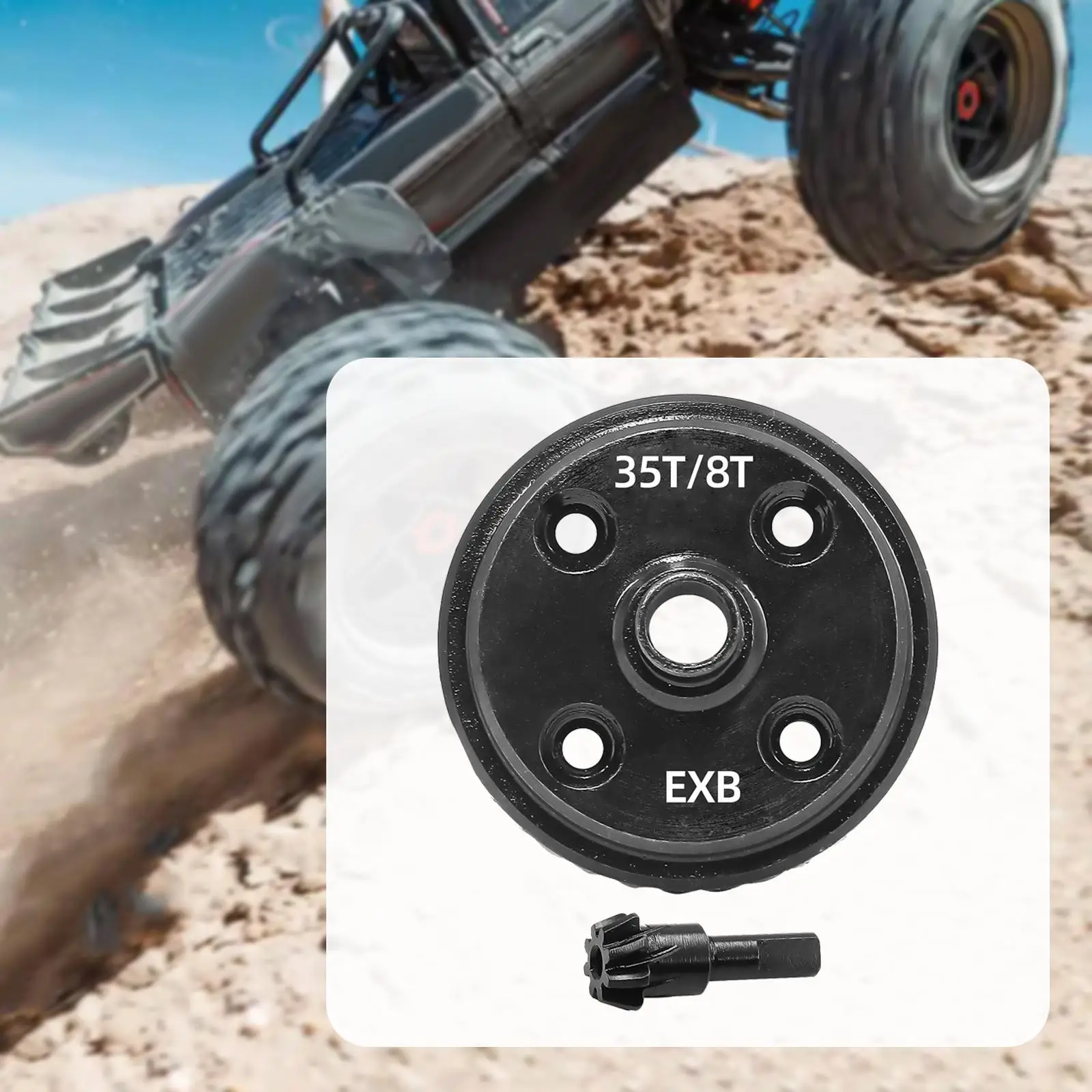 Differential Gear 35T and 8T Supplies Spare Parts Professional Sturdy Alloy Steel Black RC Car Bevel Gear for 1/8 Kraton Exb
