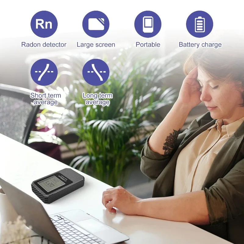 مراقبة رادون LifeBasis 0-500 PCi/L المدى B-at-tery - كاشف رادون محمول احترافي محمول Ho-me
