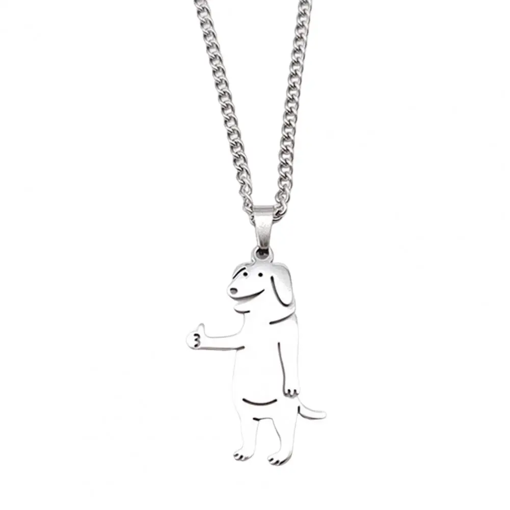 Stylish Unisex Necklace Anti-oxidation Metal Necklace Interesting Dress Up Hip Hop Necklace with Dog Cat Pendant Gift