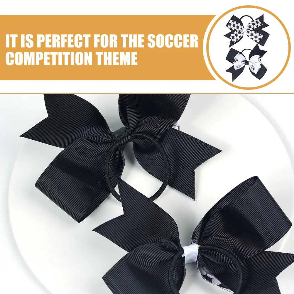 

2Pcs Soccer Bow Hair Ties Elastic Soft Large White Bow Hair Bands Comfortable Non-Slip Soccer Sports Accessories Girls
