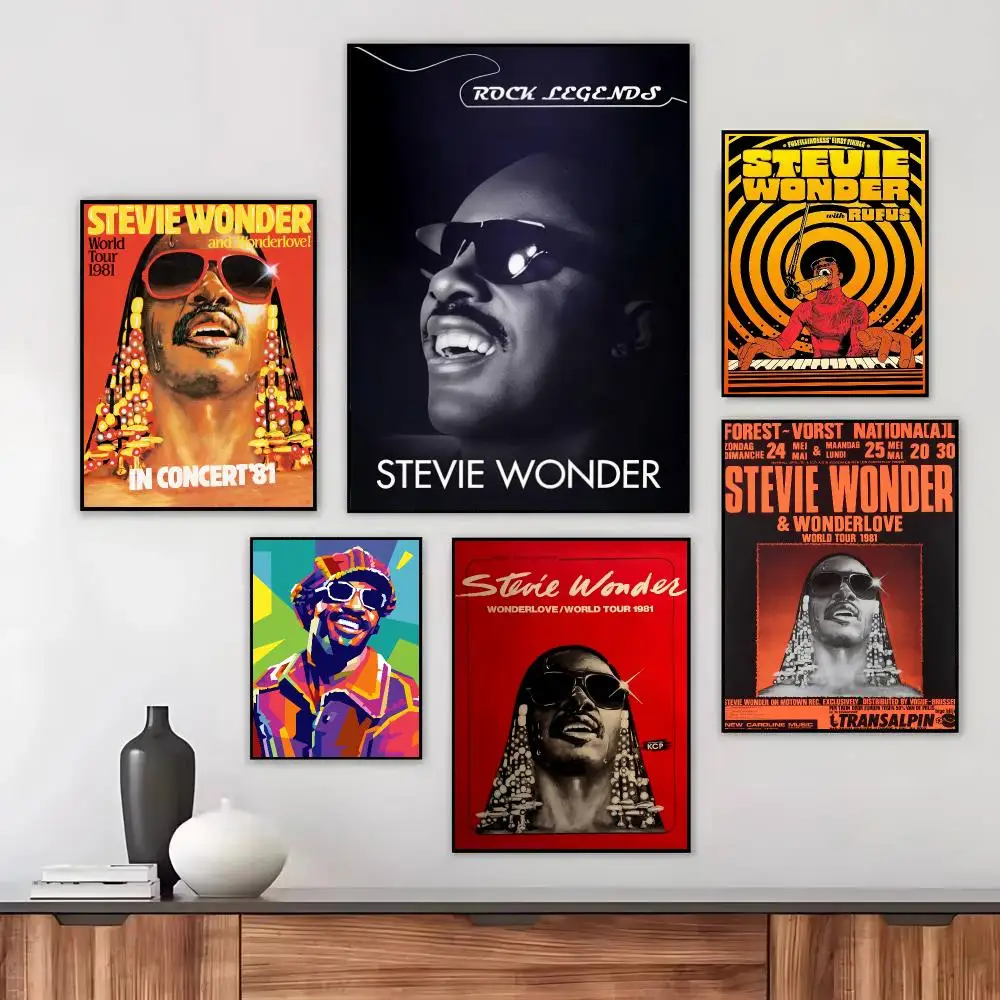 Legendary Artist S-Stevie Wonder Poster Wall Art Printed Decor Sticker Stylish Home Gift for Living Room Bedroom Corridor Cafe