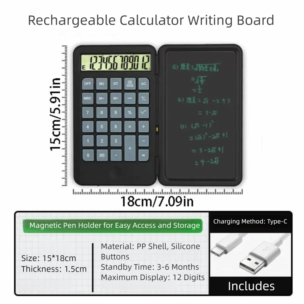 2in1 Scientific Calculator Foldable Erasable Function Calculators with Tablet Portable Large Screen Display
